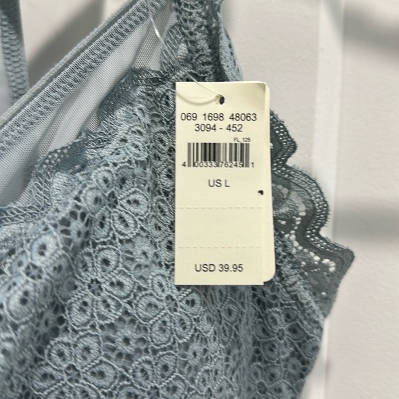Aerie Women's L blue Lace Floral racer back  Bra Wireless Bralette NWT - Picture 2 of 5